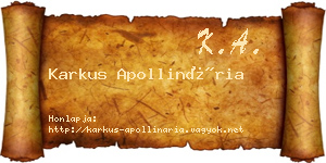 Karkus Apollinária névjegykártya